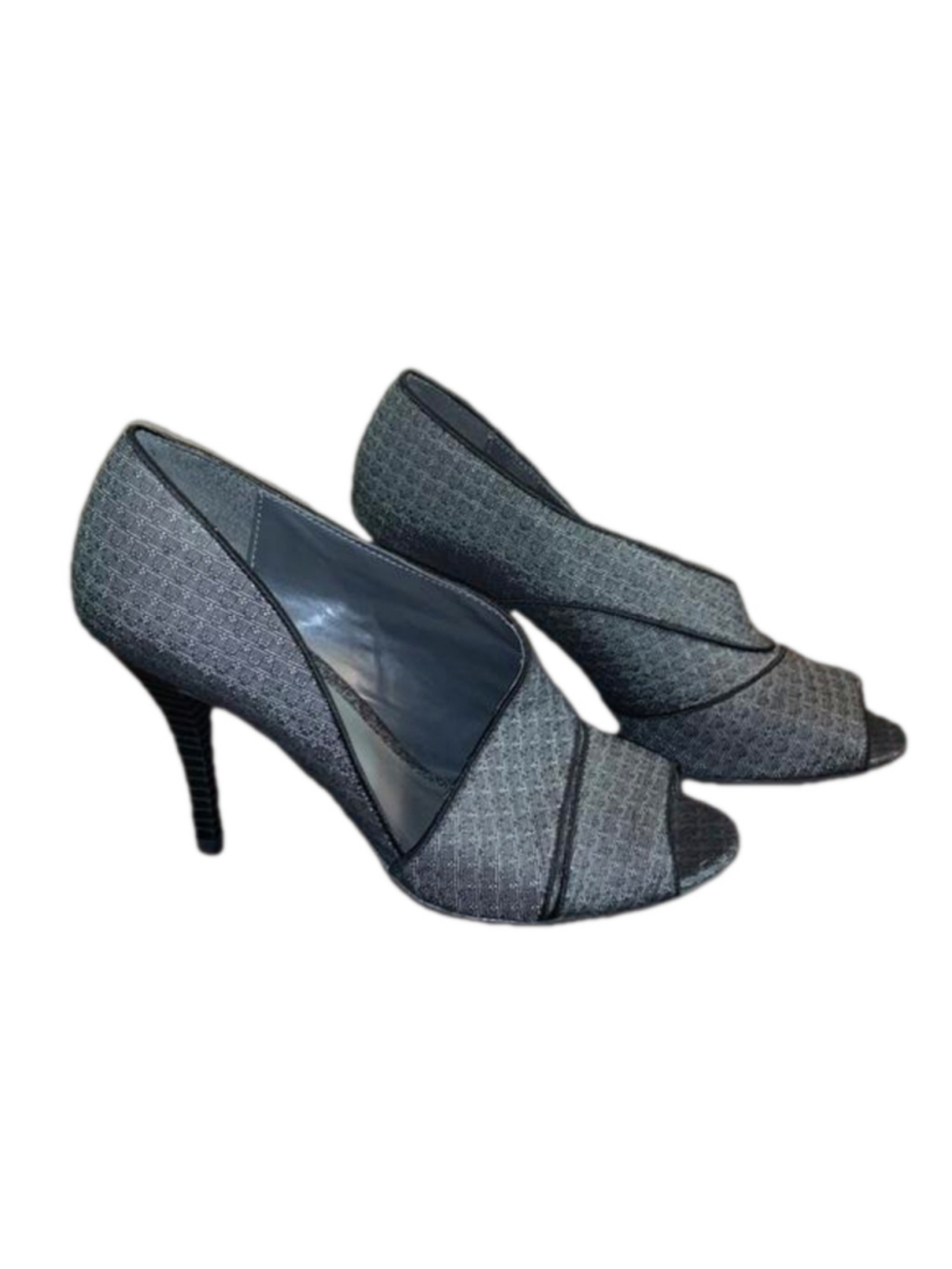 Ann Marino Metallic Fabric Open-Toe Heels Size 8